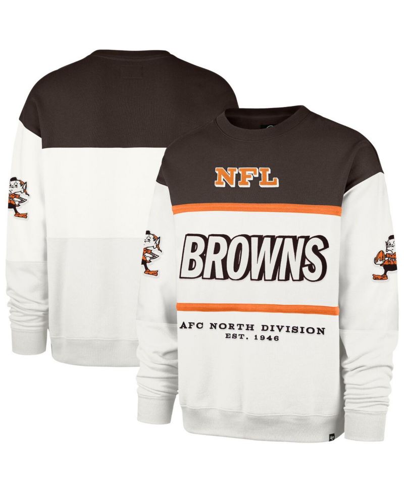 Men's White Cleveland Browns Throwback Breeze Maximalist Sweatshirt
