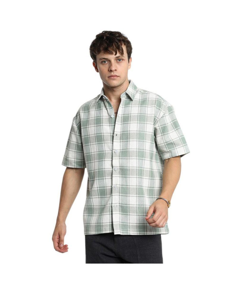 Men's Sage Green and Powder White Buffalo Check Shirt