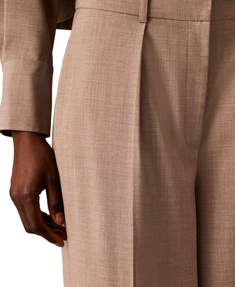 Women's High-Rise Wide-Leg Pleated Pants