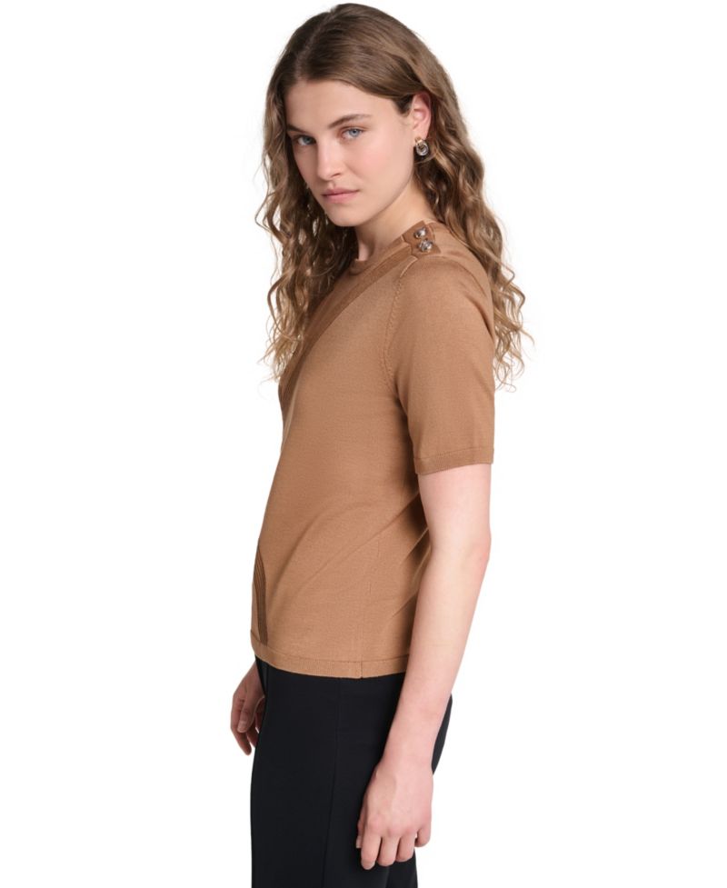 Petite Crewneck Short-Sleeve Sweater