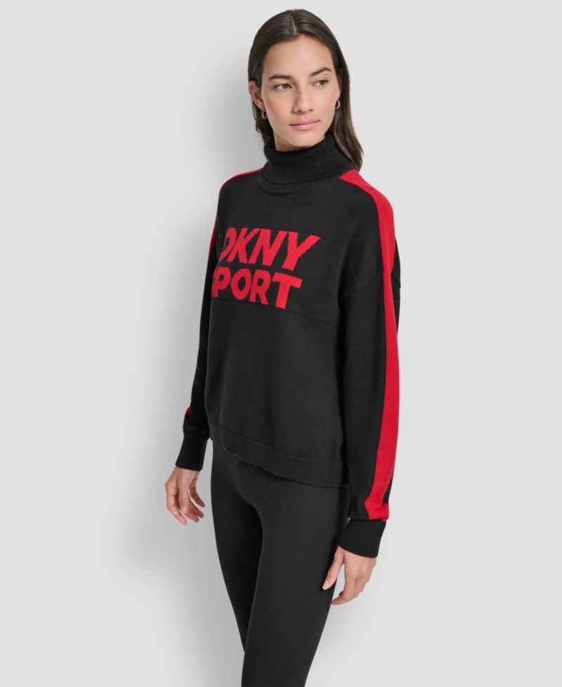 Женский жаккардовый свитер с логотипом DKNY и длинными рукавами