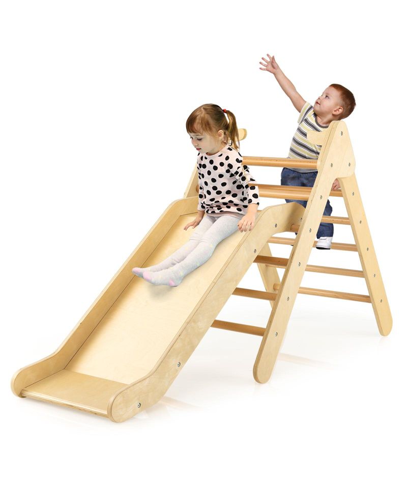 Деревянная регулируемая лестница для подъема 2-в-1 и раздвижной пандус, комплект из 2 предметов