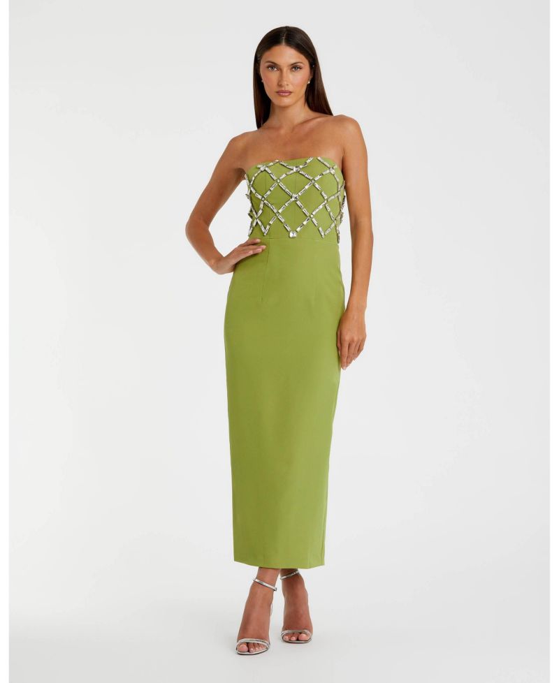 Women's Ieena Strapless Crystal-Embellished Column Midi Dress
