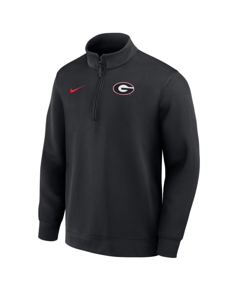 Men's Black Georgia Bulldogs 2025 Coaches Premium Dri-FIT Half-Zip Pullover Sweatshirt