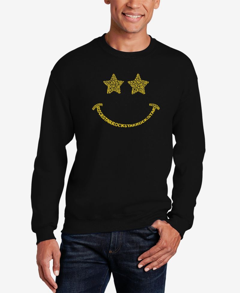 Men's Word Art Crewneck Rockstar Smiley Sweatshirt