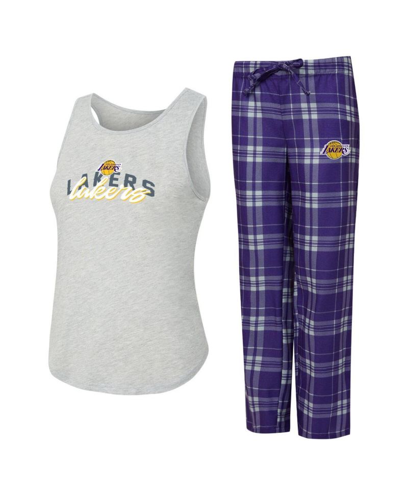 Women's 2-Piece Purple/Heather Gray Los Angeles Lakers Regulate Tank Pants Set