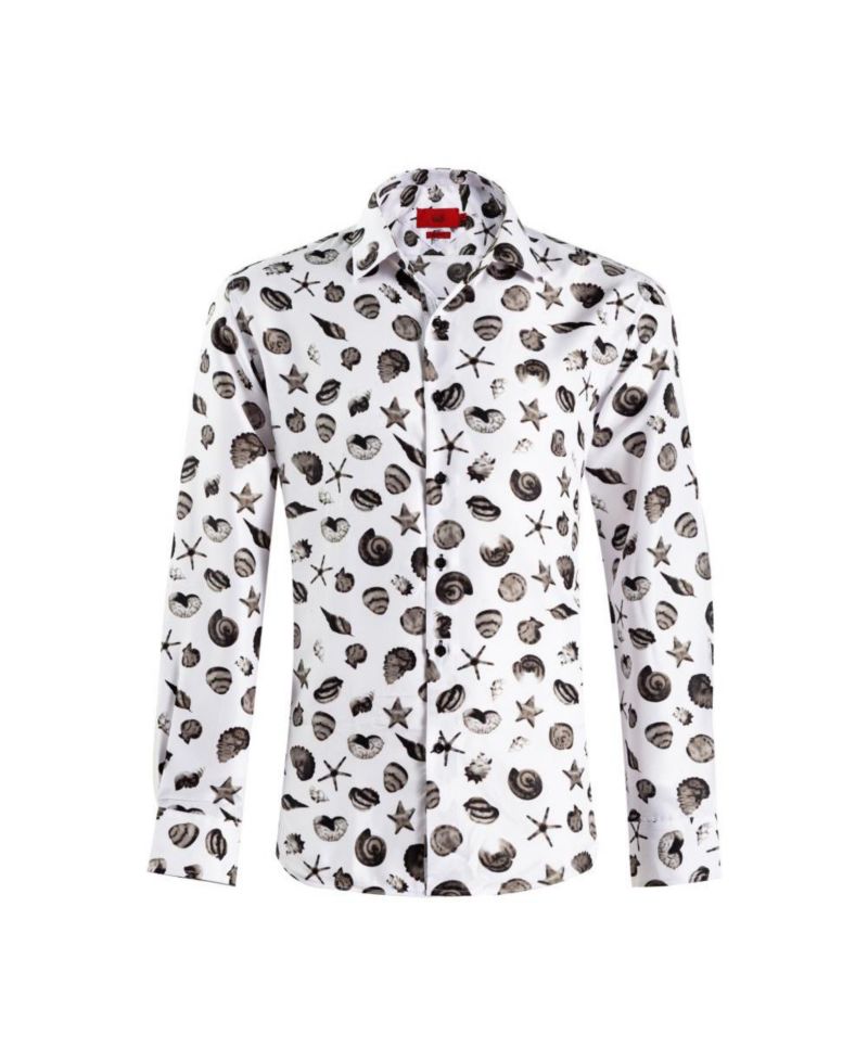 Men's Slim Fit Sea Shell Print Shirt