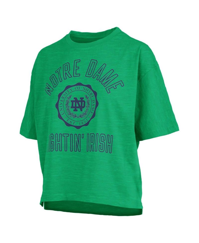 Women's Kelly Green Notre Dame Fighting Irish Motley Crew Bishop Waist Length Oversized Slub T-Shirt
