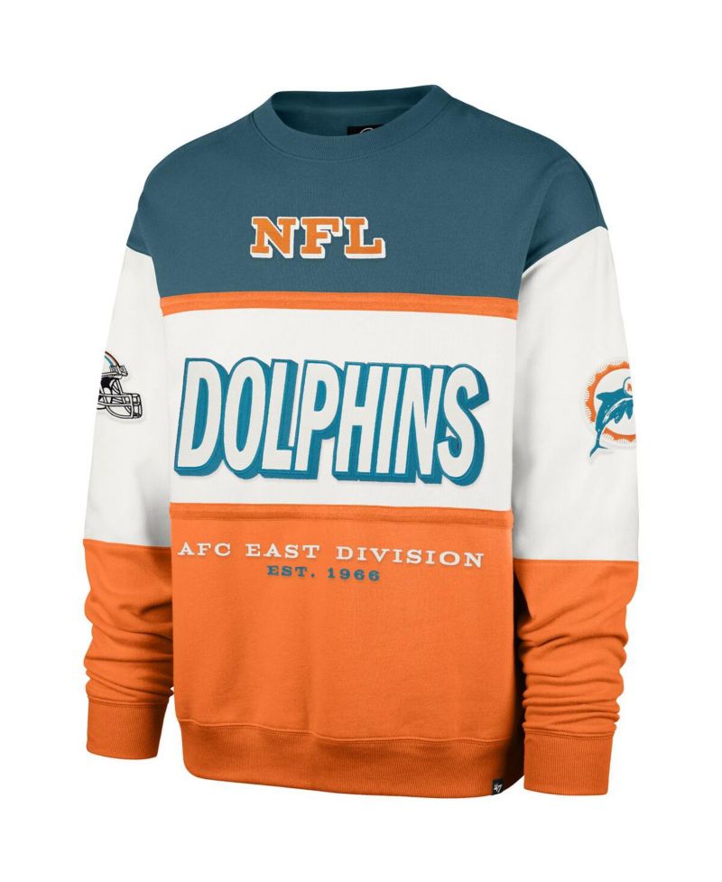Men's Aqua/Orange Miami Dolphins Throwback Breeze Maximalist Sweatshirt