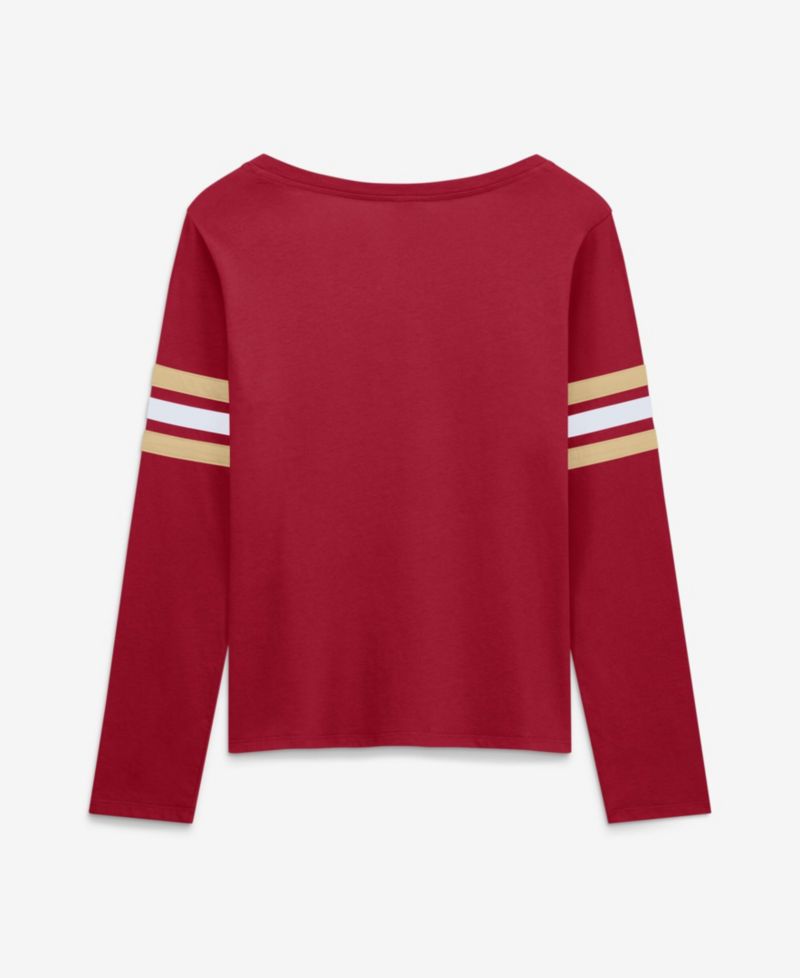 Women's Scarlet San Francisco 49ers Team First Coverage Scheme Lace-Up Long Sleeve T-Shirt
