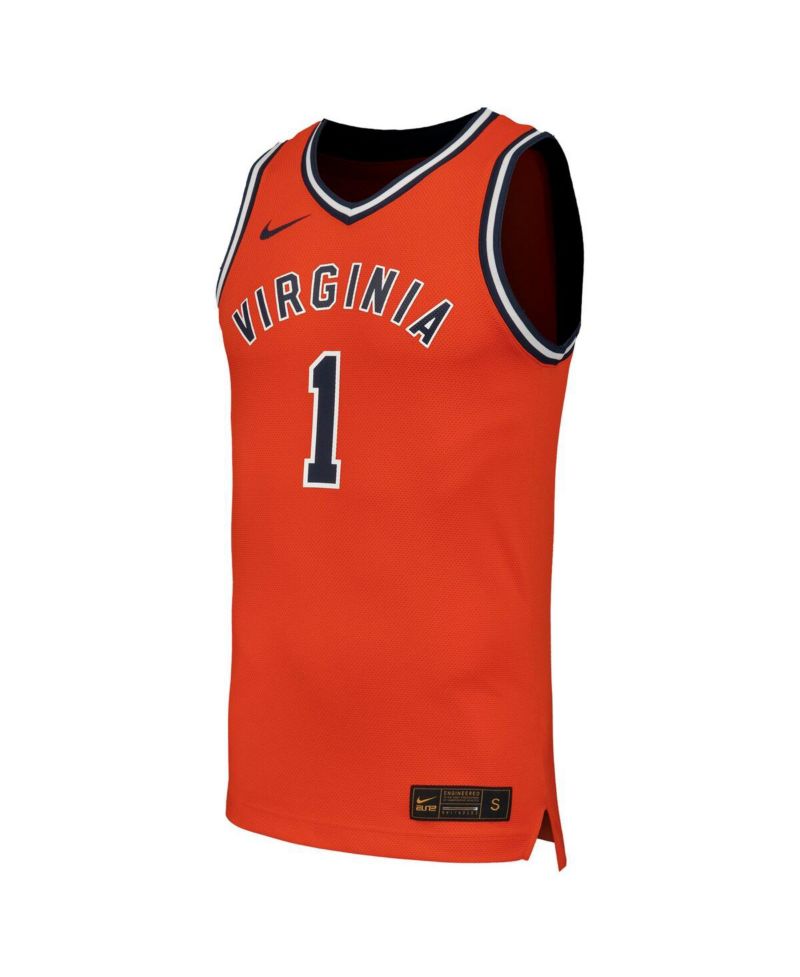 Men's 1 Orange Virginia Cavaliers Throwback Replica Basketball Jersey