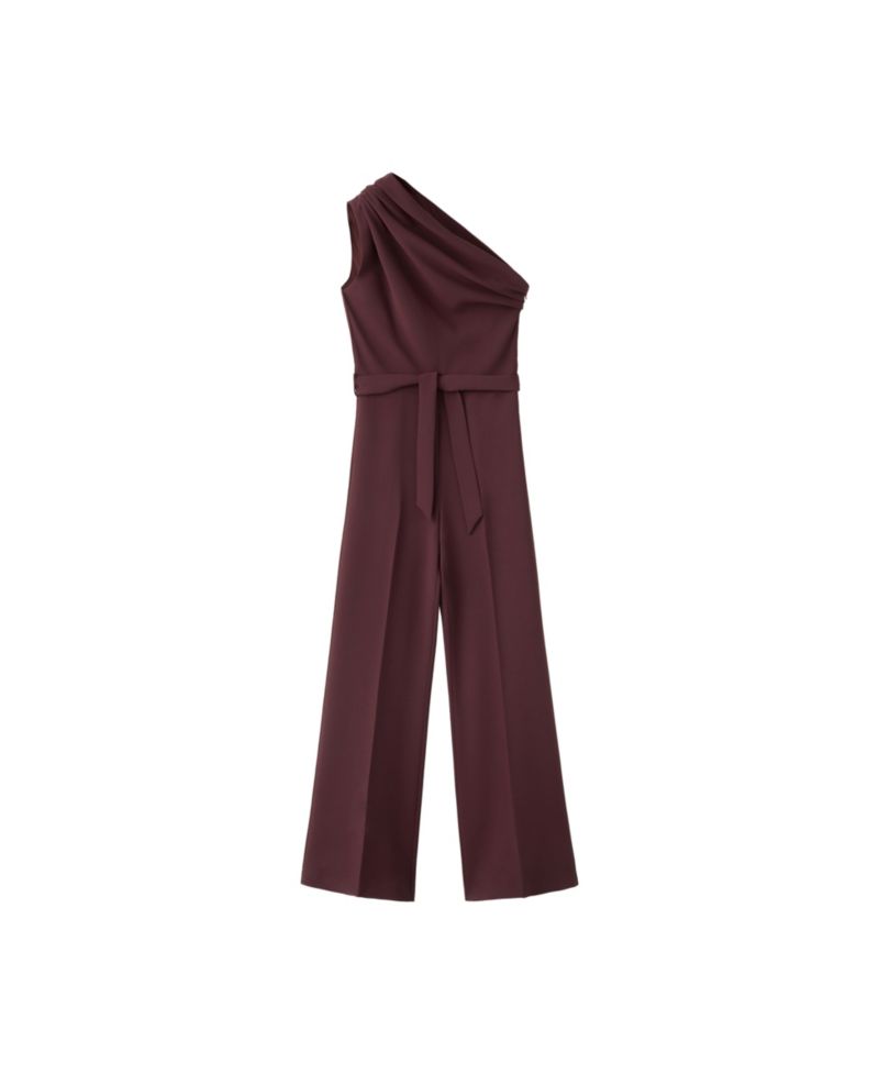 Women's Asymmetric Wide-Leg Belted Jumpsuit
