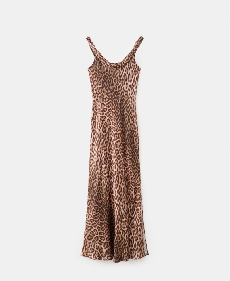 Women's Draped Neckline Animal-Print Dress