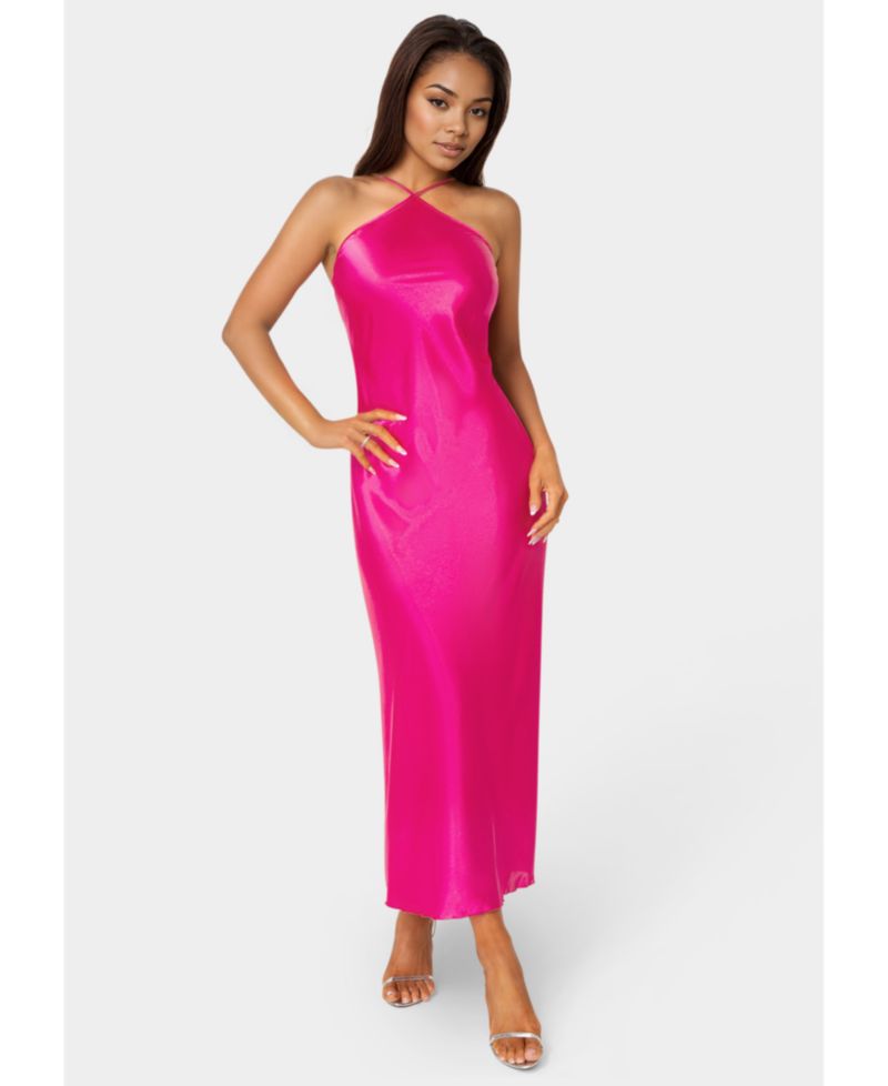 Women's Halter Neck Satin Gown