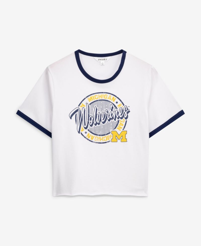 Women's White Michigan Wolverines Retro Ringer Tri-Blend T-Shirt