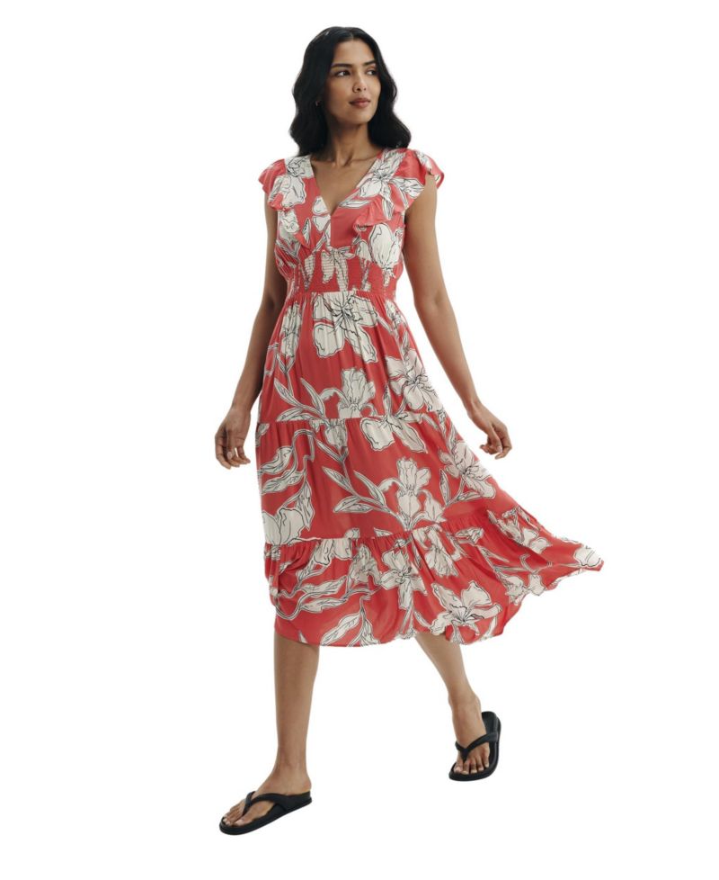 Women's Mattie V-Neck Tiered Short-Sleeve Midi Dress