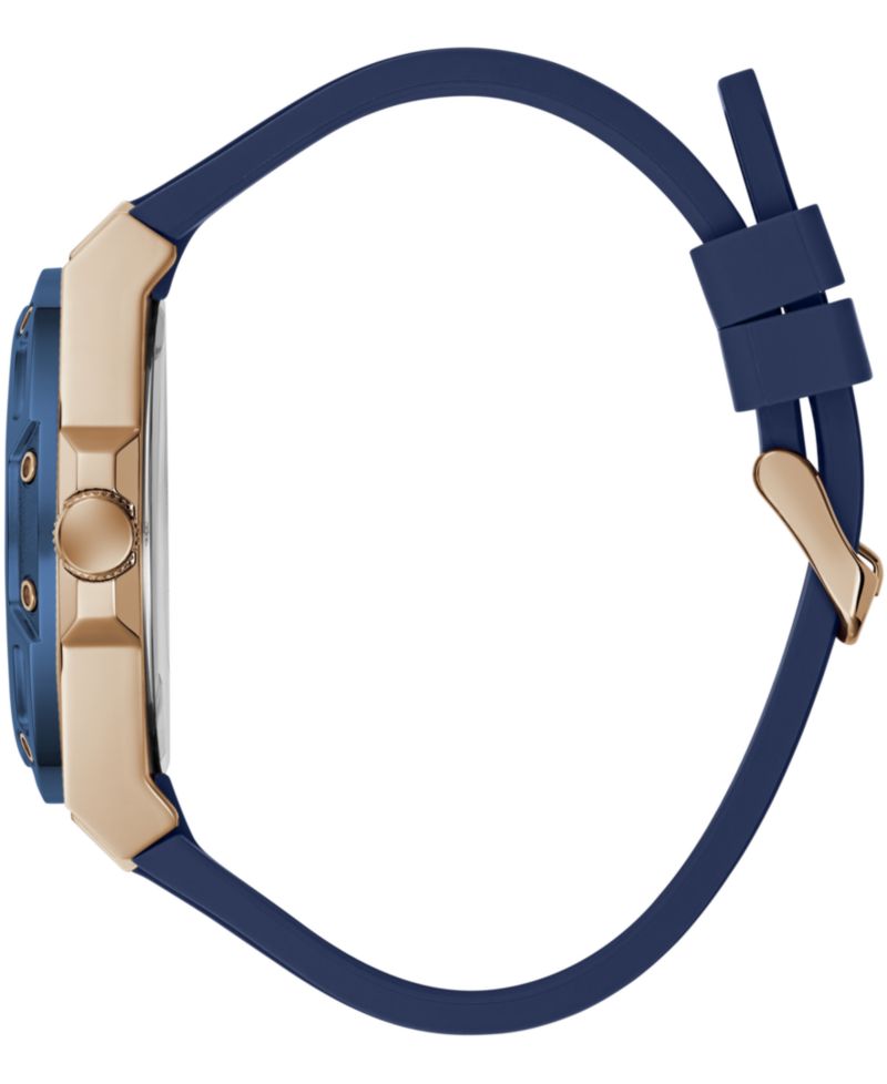 Men's Quartz Blue Silicone Strap Watch 44mm