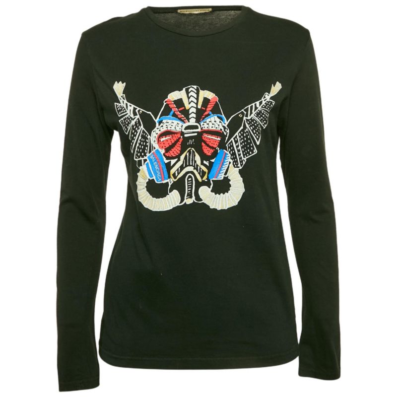 Women's Black Printed Jersey Crewneck T-Shirt