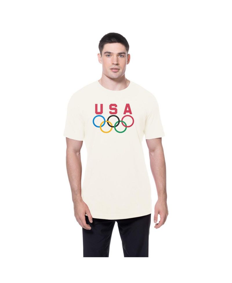 Men's Cream Team USA 5 Rings Chrome T-Shirt