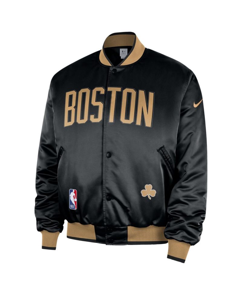 Men's Black Boston Celtics 2025/26 City Edition Remix Courtside Full-Snap Bomber Jacket