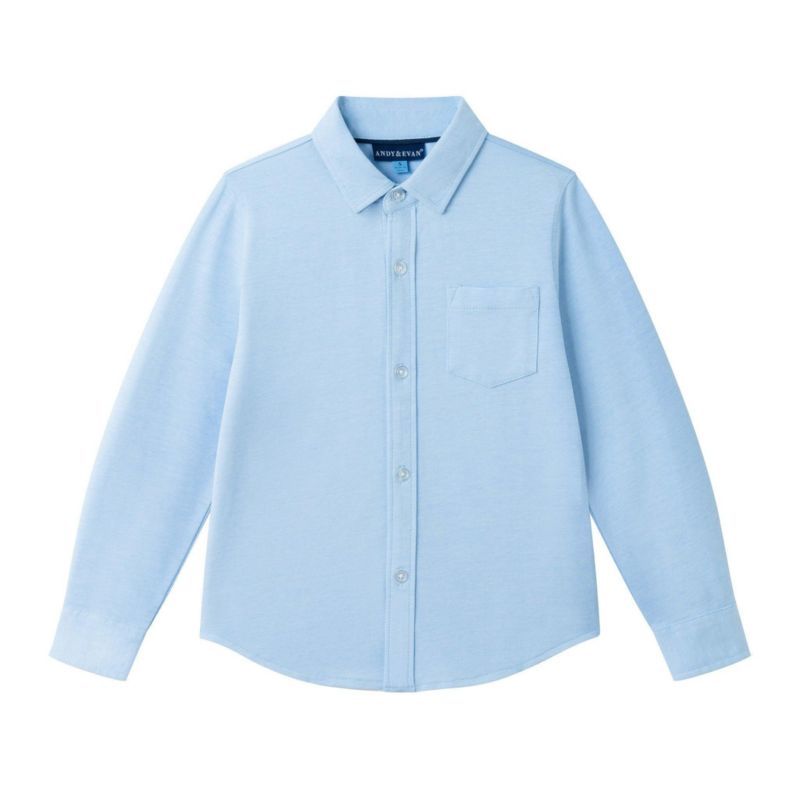 Andy and Evan Little Boys Blue Knit-Tech Shirt