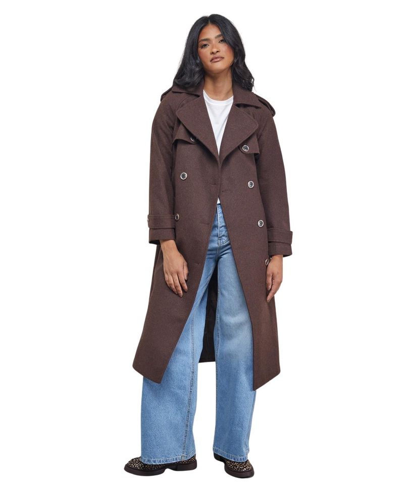 Women's Wool Mix Belted Trench Coat