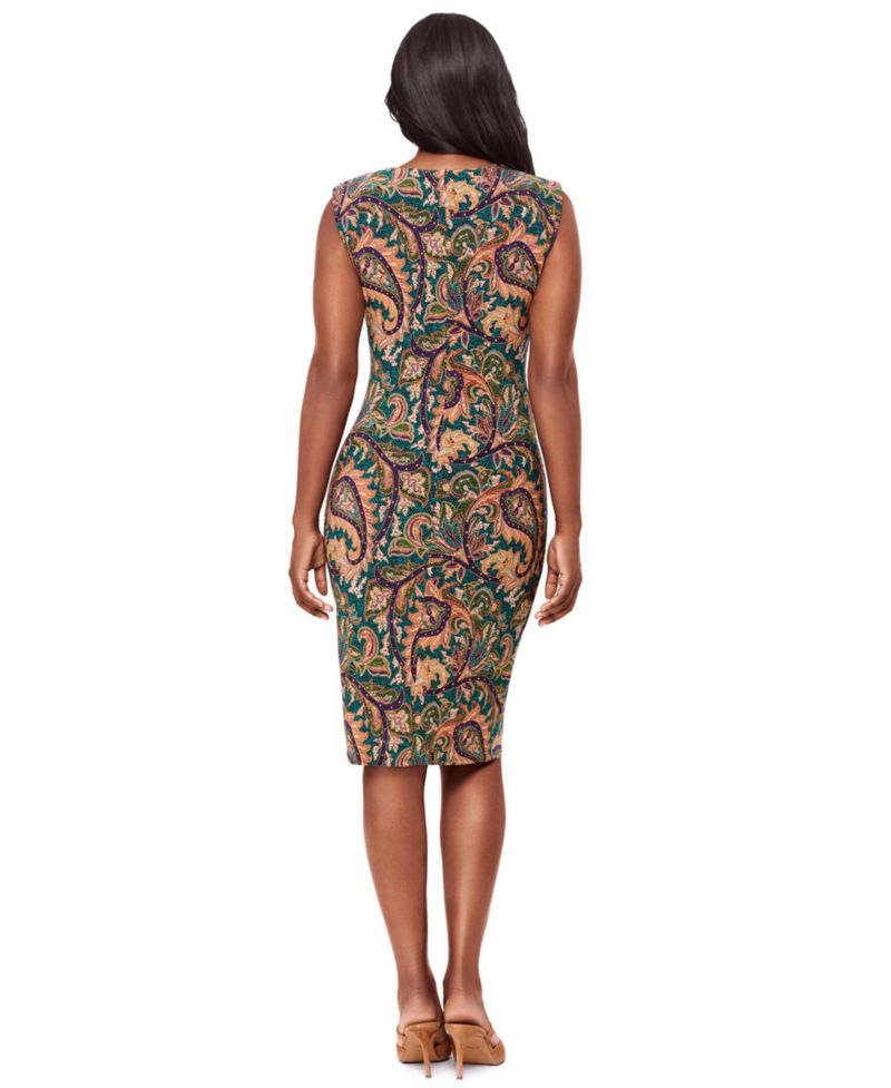 Women's Printed V-Neck Shaping Dress