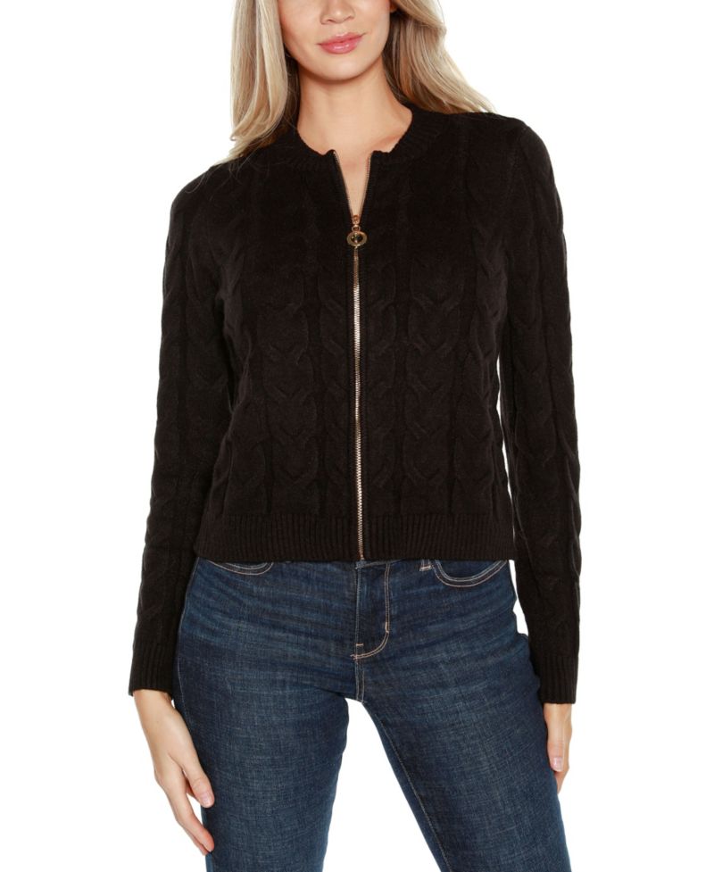 Women's Black Label Zip Cable Sweater