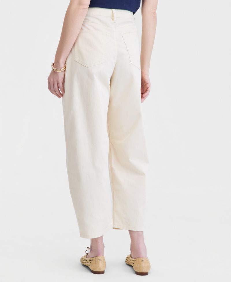 Women's High-Rise Twill Barrel-Leg Pants