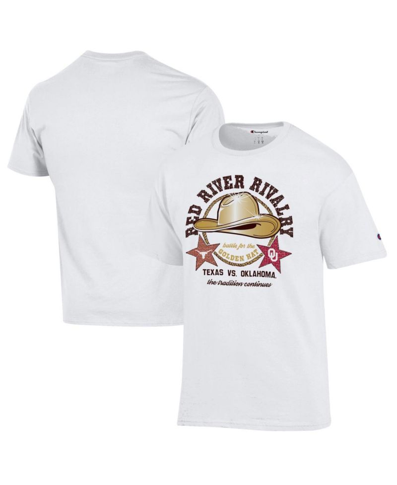 Men's White Texas Longhorns vs. Oklahoma Sooners Red River Rivalry Golden Hat Match Up T-Shirt