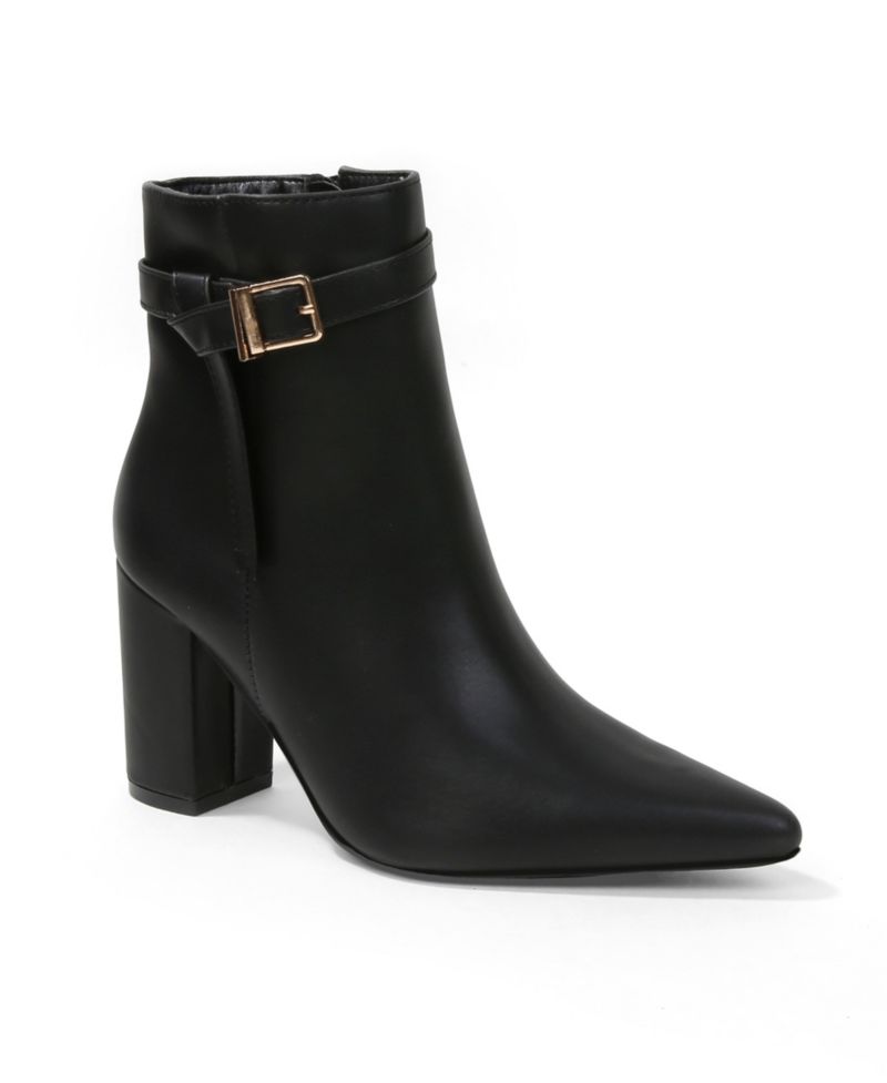 Women's Blanche Pointed Toe Ankle Boots with Buckle Detail