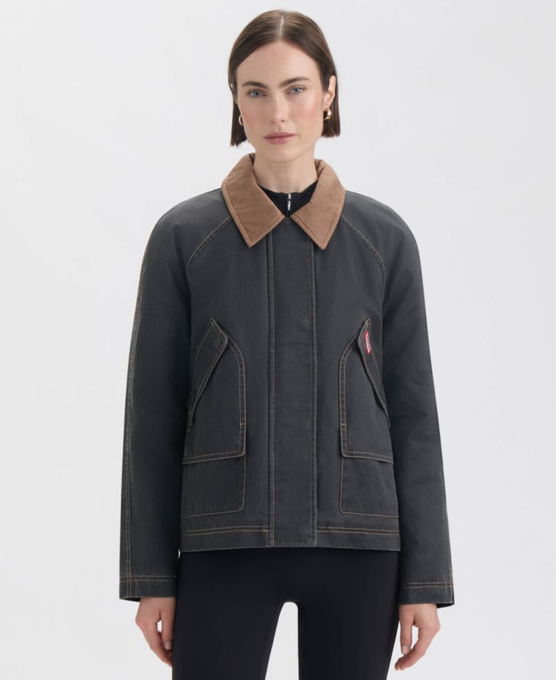 Women's Short Faux Fur-Lined Waxed Jacket