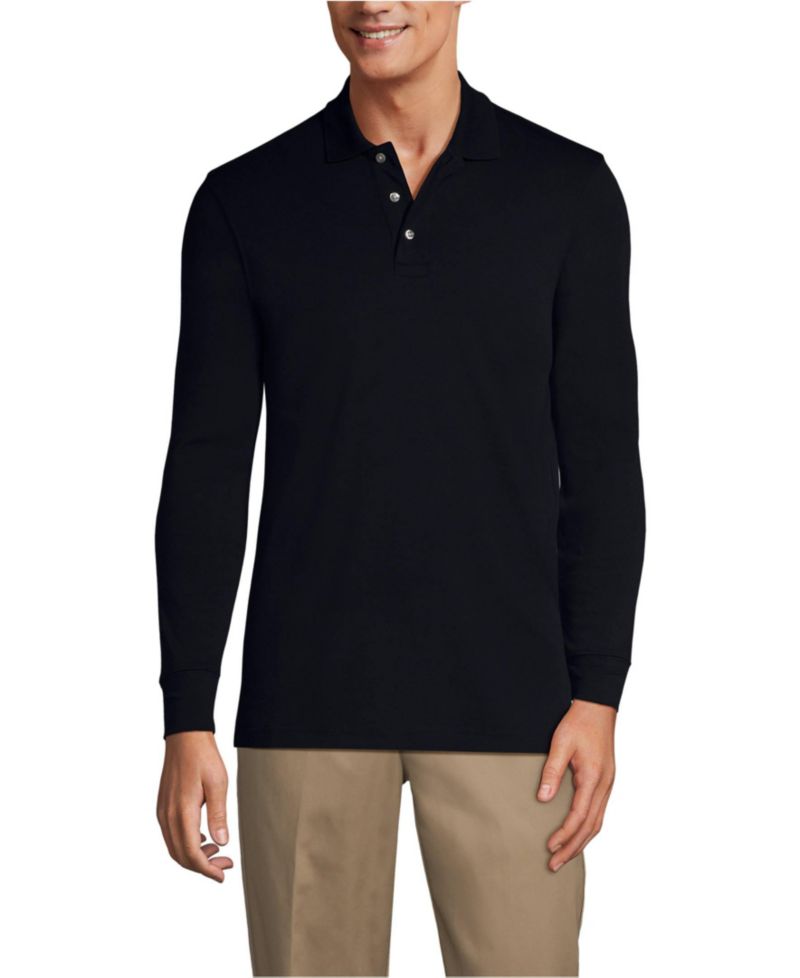 Men's School Uniform Long Sleeve Interlock Polo Shirt