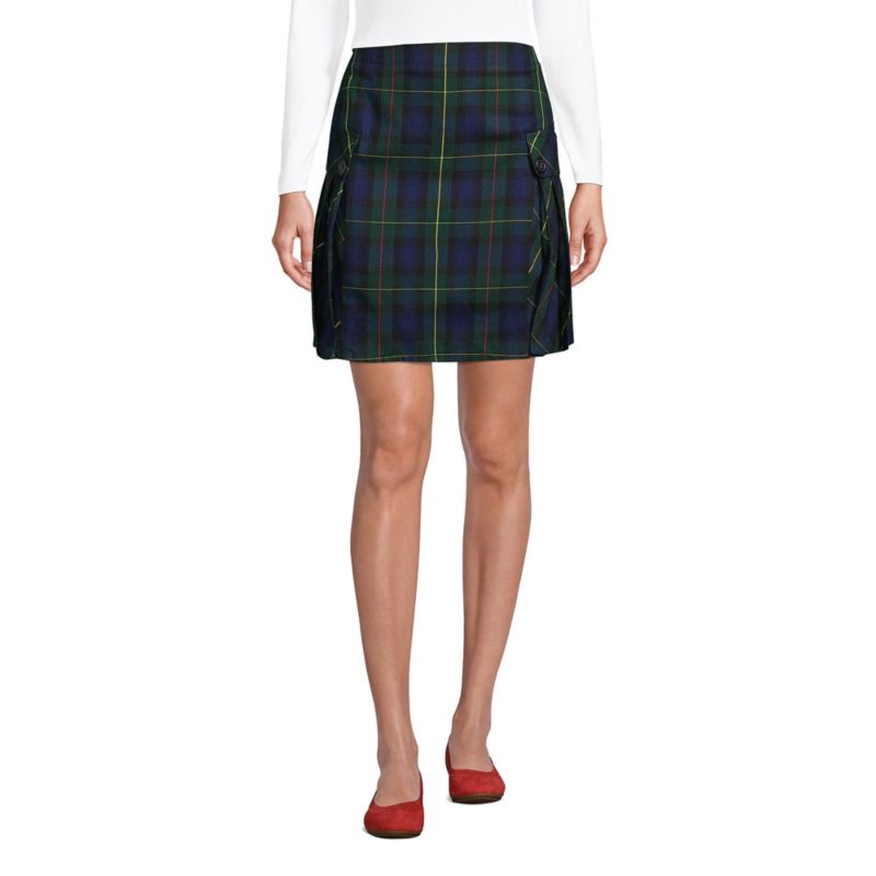 Women's Side Pleat Plaid Skort Above the Knee