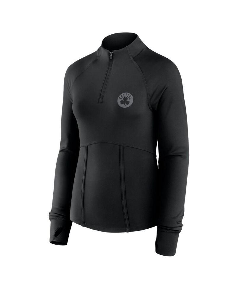 Women's Black Boston Celtics Elements Match Raglan Quarter-Zip Top