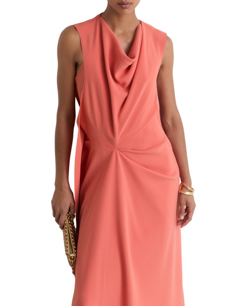 Women's Dorota Cowl-Neck Asymmetrical Draping Midi Dress