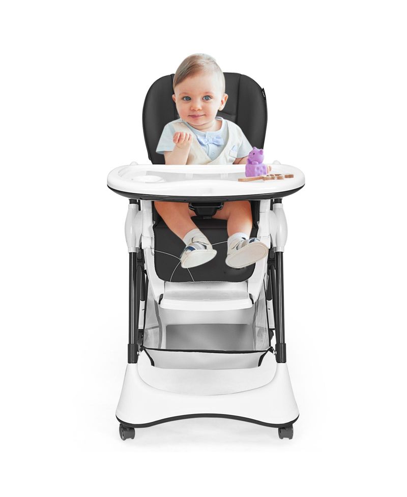 Boys A-Shaped High Chair with 4 Lockable Wheels