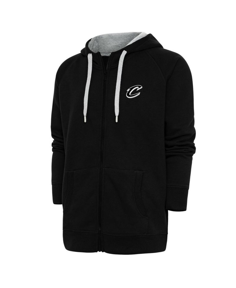 Men's Black Cleveland Cavaliers Metallic Logo Victory Raglan Full-Zip Hoodie