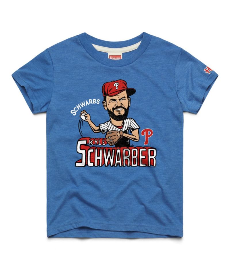 Big Boys and Girls Kyle Schwarber Royal Philadelphia Phillies Caricature Tri-Blend T-Shirt