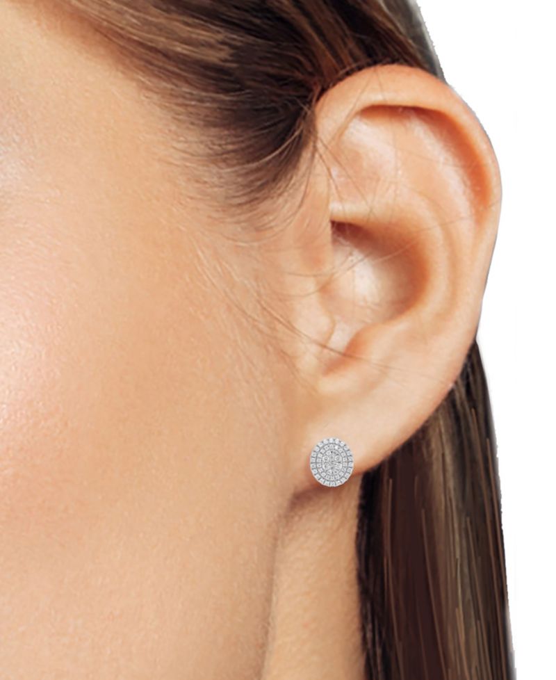 Lab Grown Diamond Double Halo Cluster Stud Earrings (2 ct. t.w.) in Sterling Silver or 14k Gold-Plated Sterling Silver