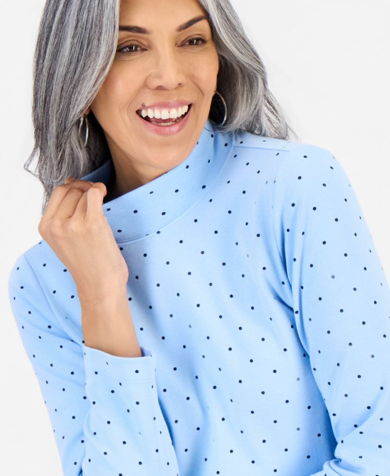 Women's Printed Mock-Neck Long-Sleeve Tee