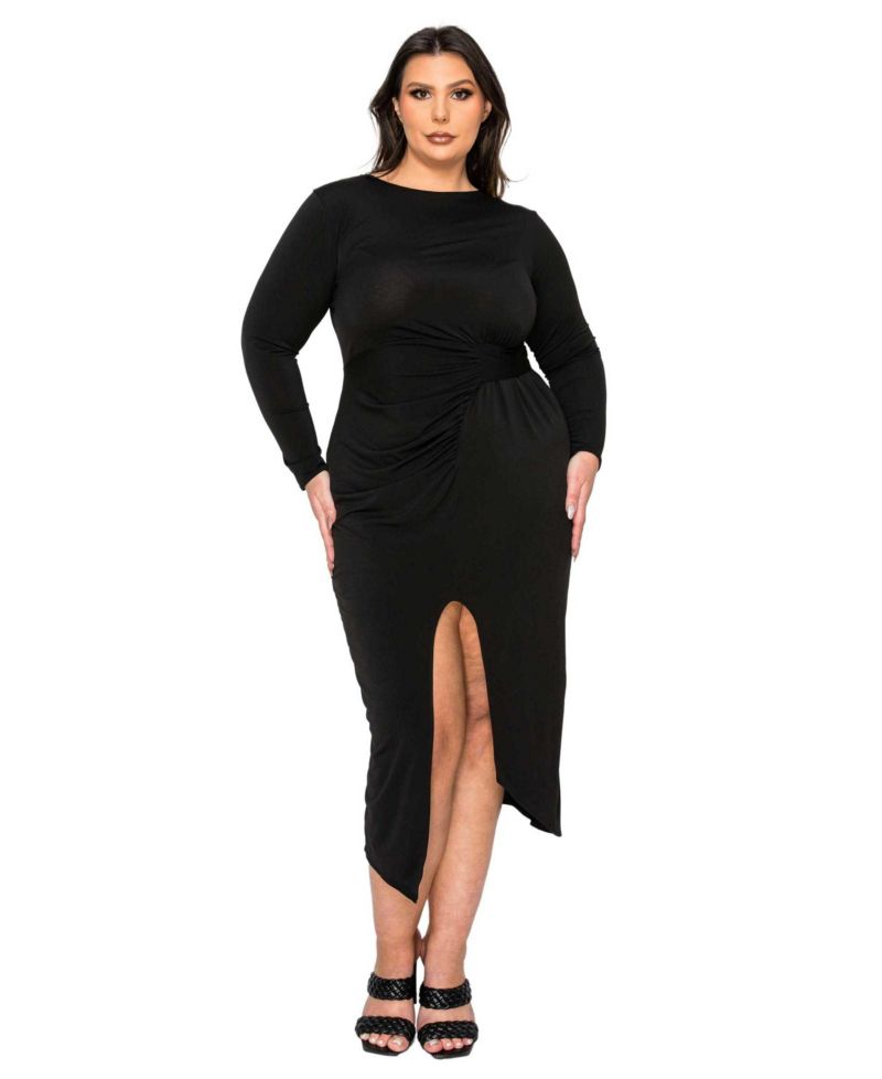 Plus Size Estelle Ruched Bodycon Midi Dress