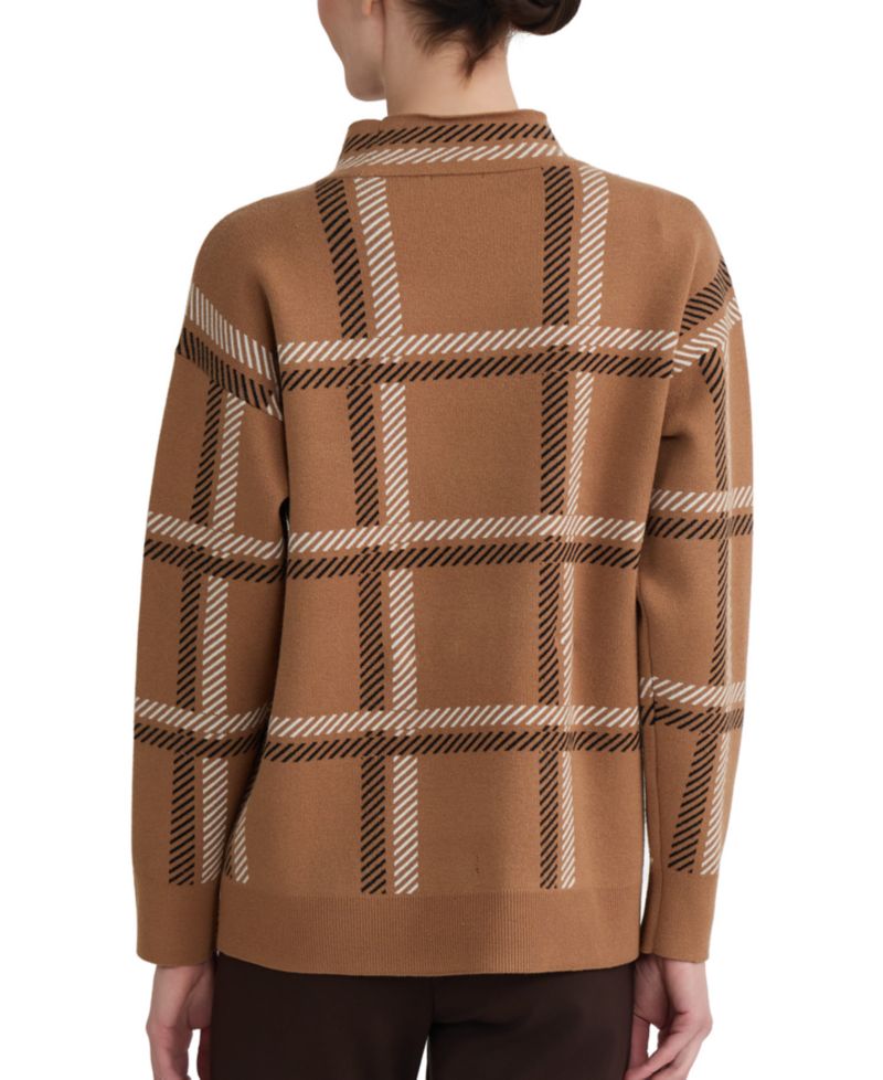 Women's Plaid Mock-Neck Sweater