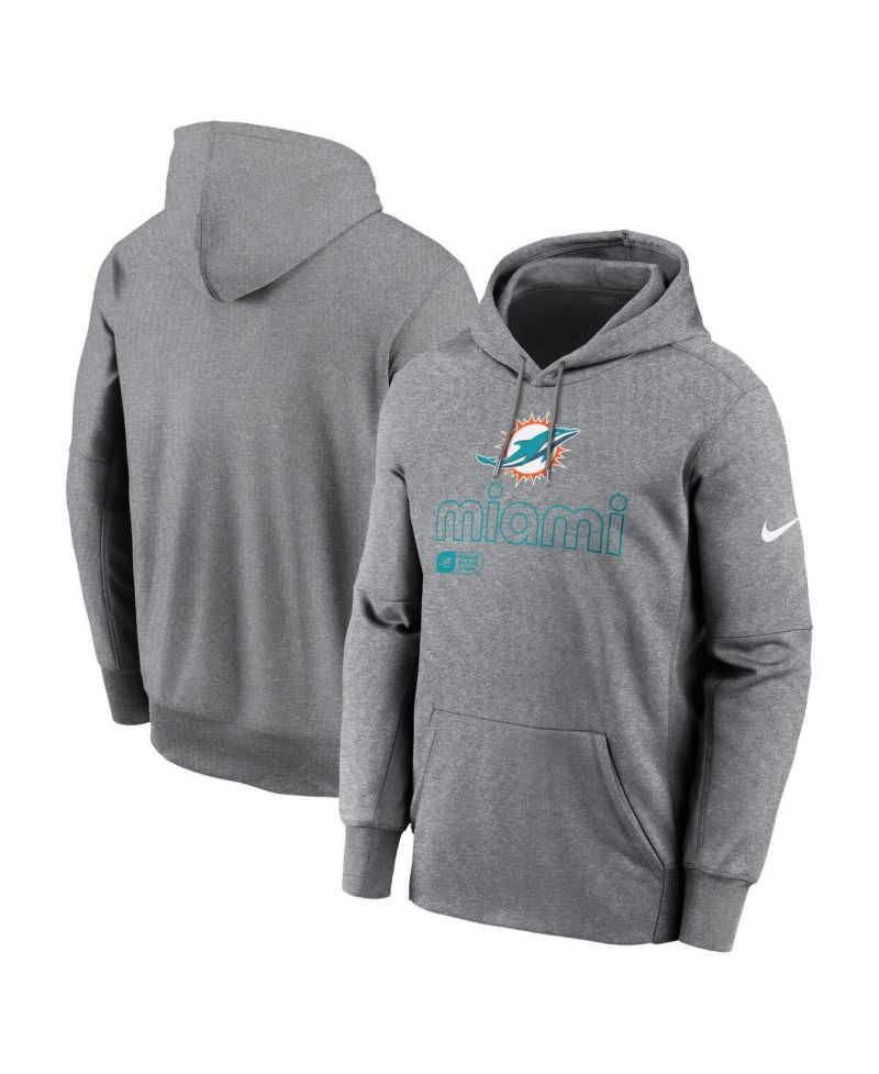 Men's Heather Gray Miami Dolphins Big & Tall Performance Pullover Hoodie