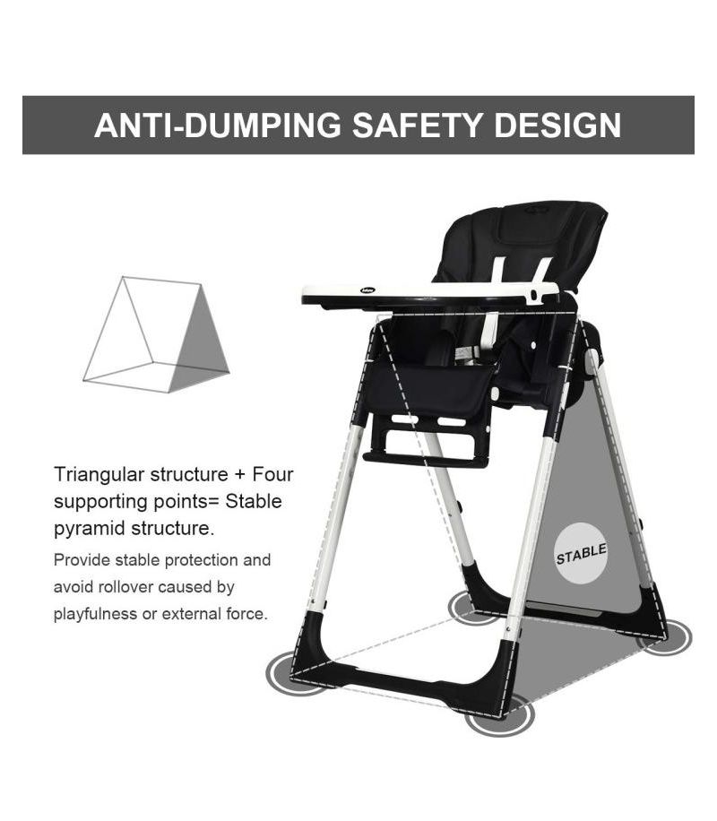 Foldable High chair with Multiple Adjustable Backrest