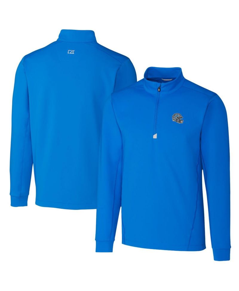 Men's Blue Detroit Lions Helmet Traverse Stretch Quarter-Zip Pullover Top