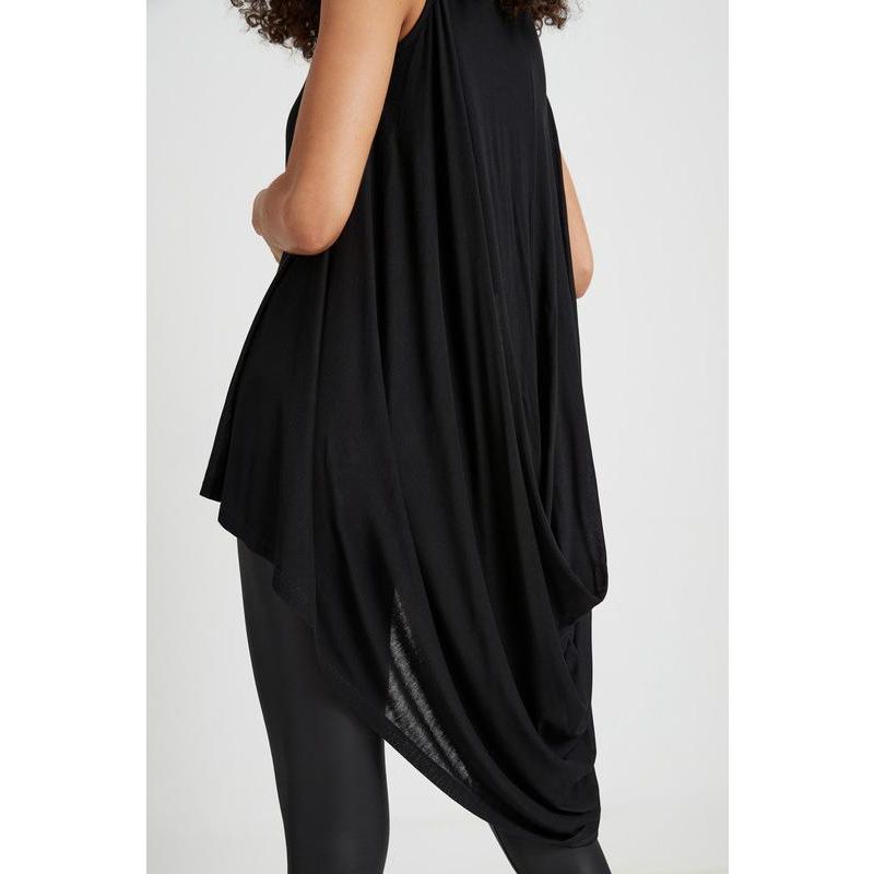 Women's Ines Sleeveless High-Neck Sheer Jersey Draped-Back Tunic