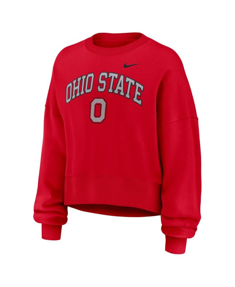 Women's Scarlet Ohio State Buckeyes Oversized Phoenix Arch Pullover Sweatshirt