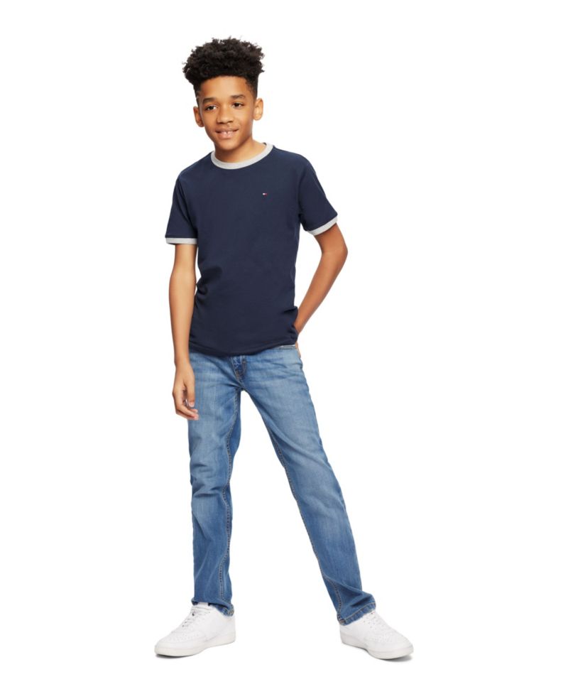 Big Boys Contrast Trim Embroidered Logo Ken Tee