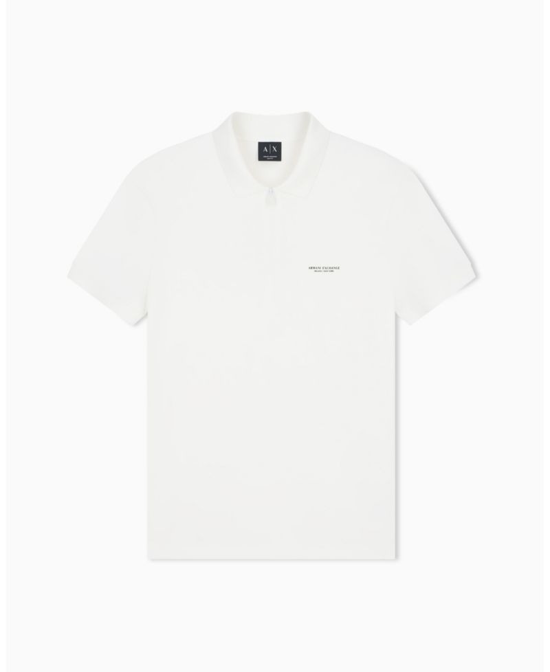 Men's Short Sleeves Zip Cotton Polo Shirt
